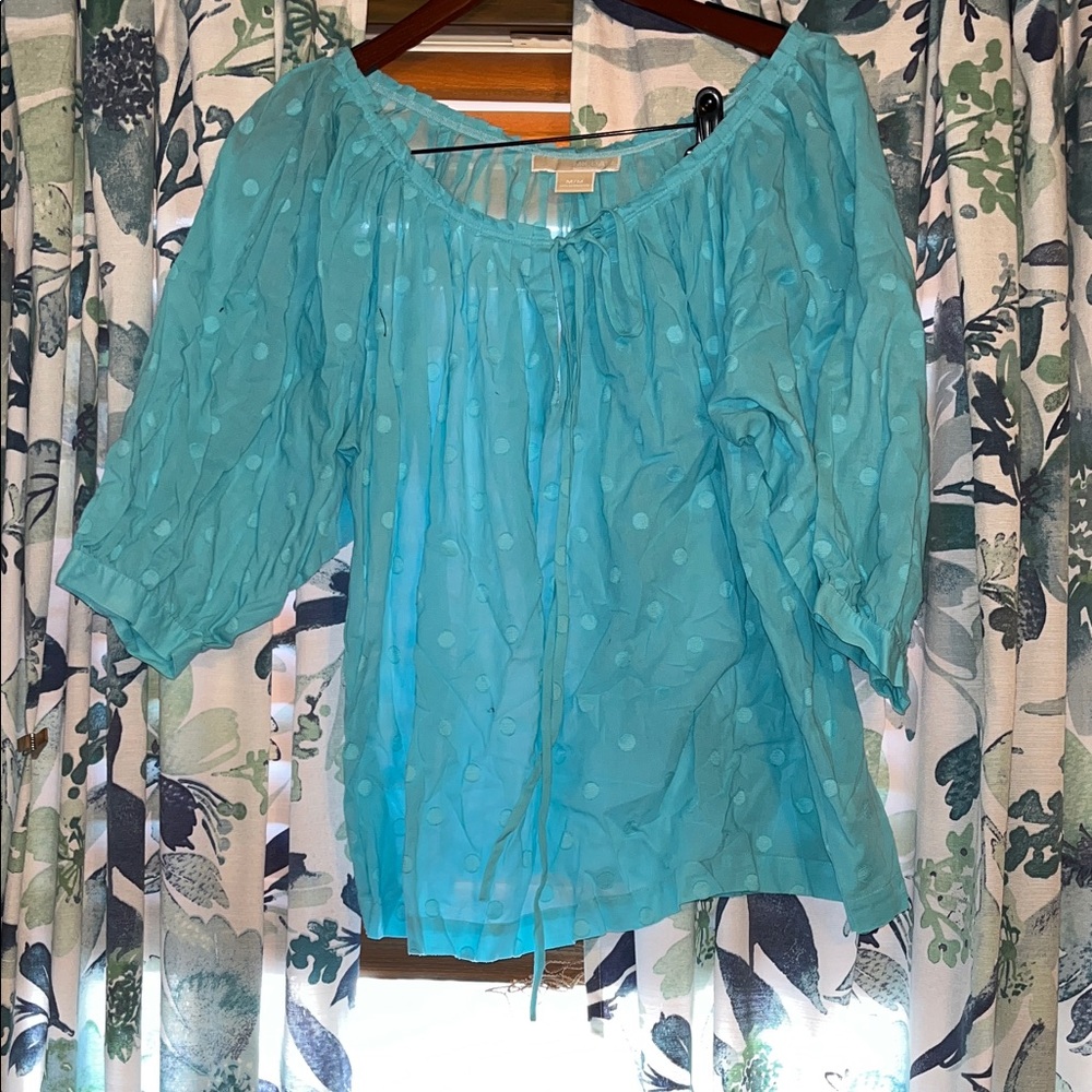 Michael Kors Aqua Polka Dot Blouse